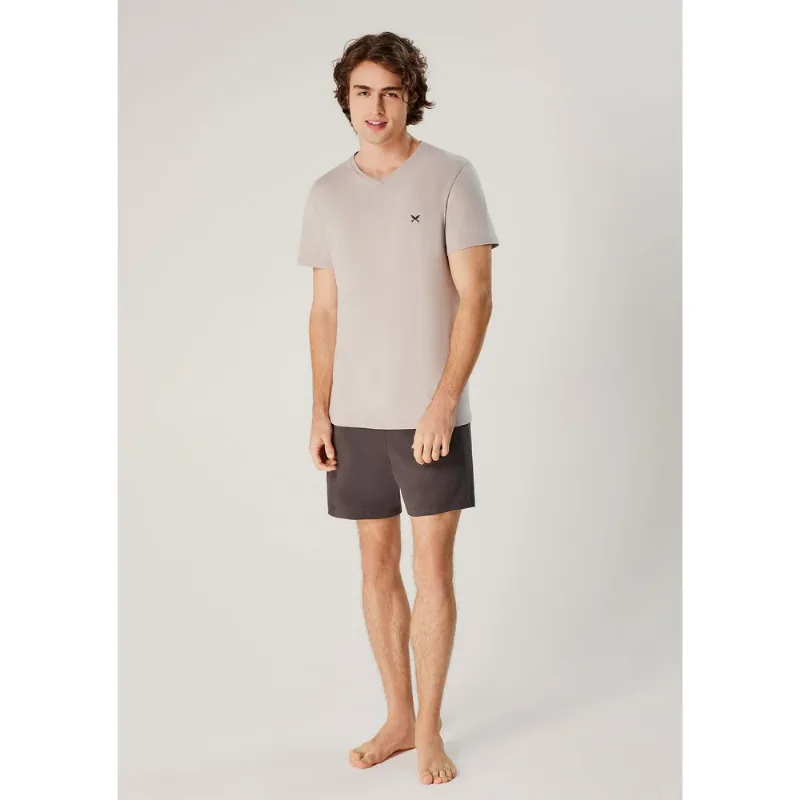 Pijama Masculino Curto Em Malha - Cinza M