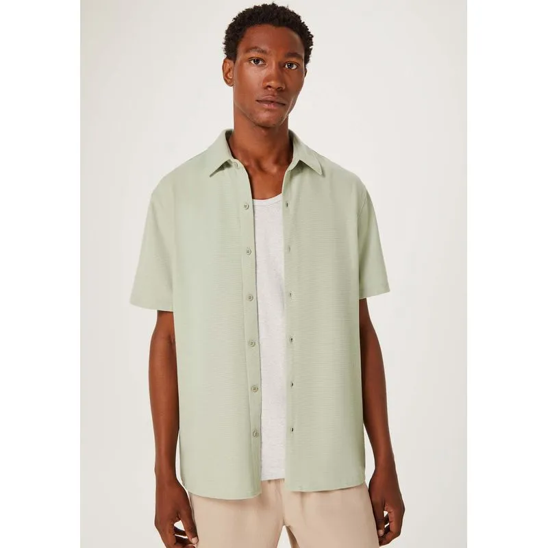 Camisa Masculina Manga Curta Em Malha Texturizada - Verde G