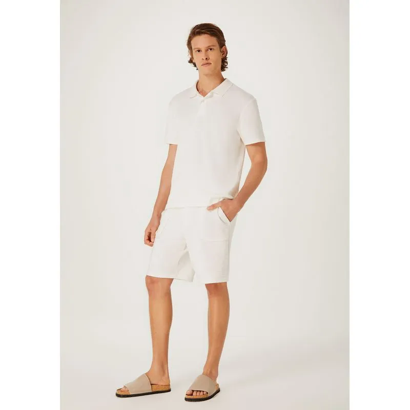 Bermuda Masculina Reta Em Malha Texturizada - Off white M