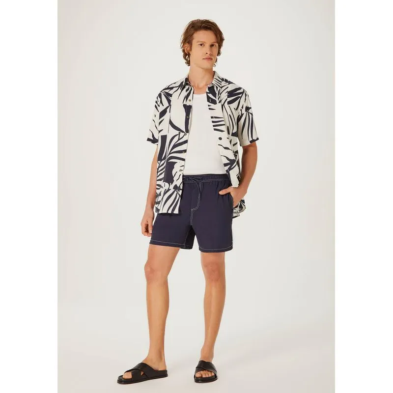 Shorts Praia Masculino Em Poliamida Com Sunga Interna - Azul M