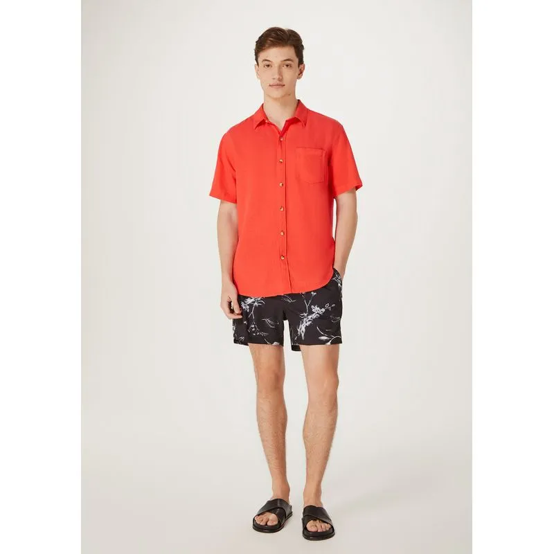 Shorts Praia Masculino Floral Com Sunga Interna - Preto M