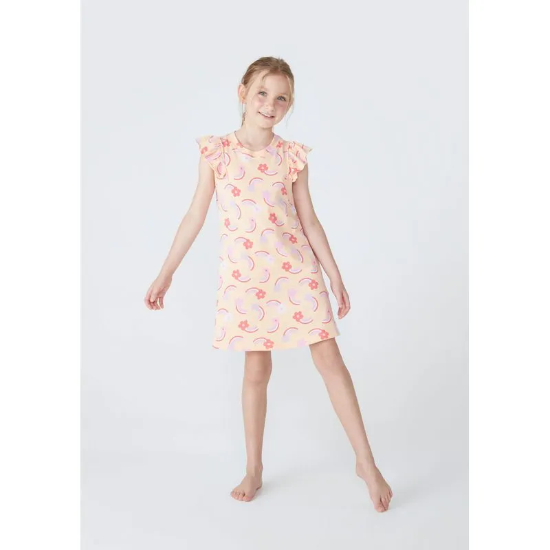 Camisola Infantil Feminina Mangas Com Babados + Scrunchie - Laranja 016
