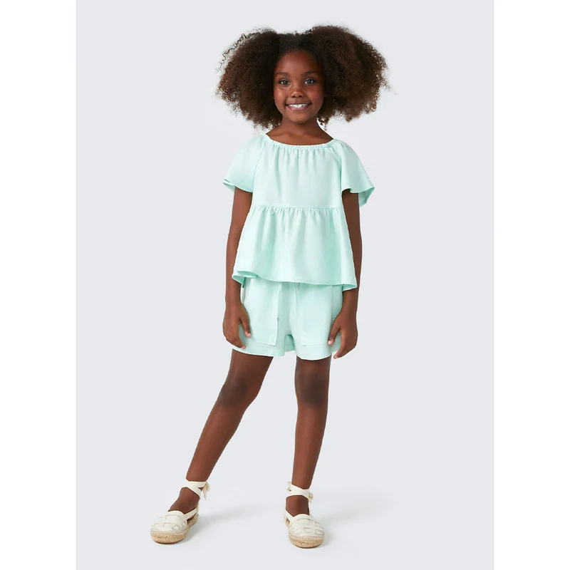 Shorts Hering Infantil Com Linho Feminino - Verde 04 / Menina