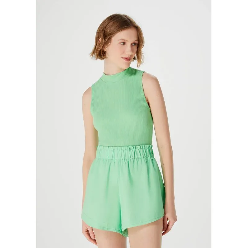 Regata Básica Feminina Gola Alta Em Ribana - Verde M