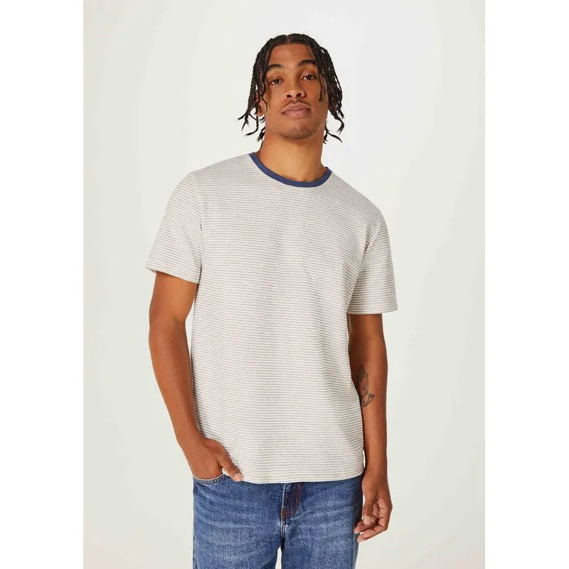 Camiseta Masculina Manga Curta Fio Tinto Listrada - Azul P