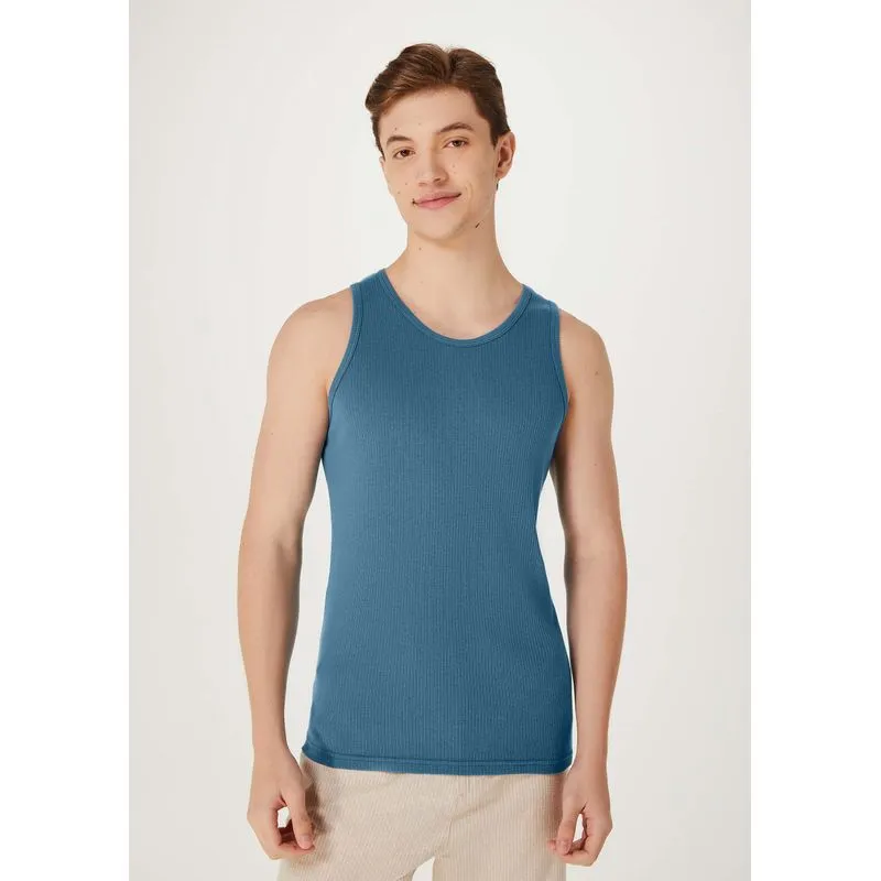 Regata Básica Masculina Slim Em Ribana - Azul XG