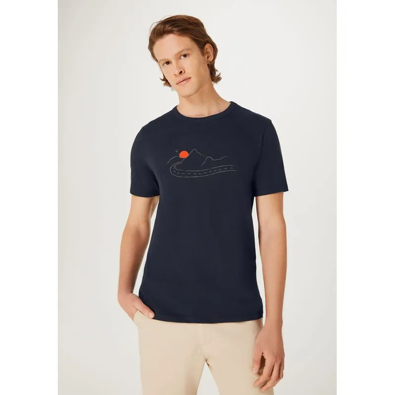 Camiseta Masculina Manga Curta Com Estampa - Azul XXG