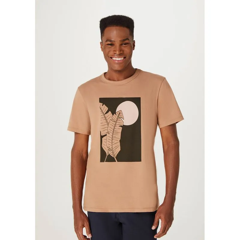 Camiseta Masculina Manga Curta Com Estampa - Marrom XXG