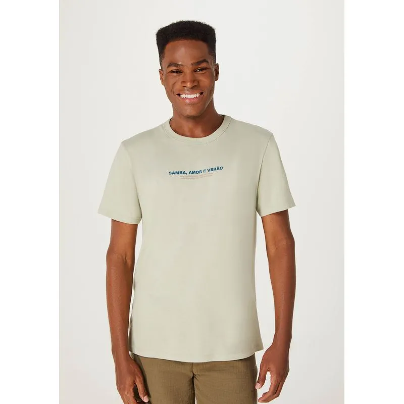 Camiseta Masculina Manga Curta Com Estampa - Verde M