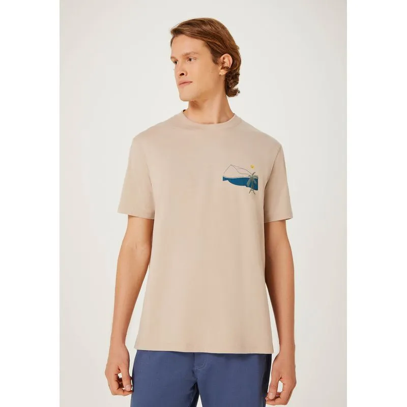 Camiseta Masculina Super Cotton Com Estampa - Bege M