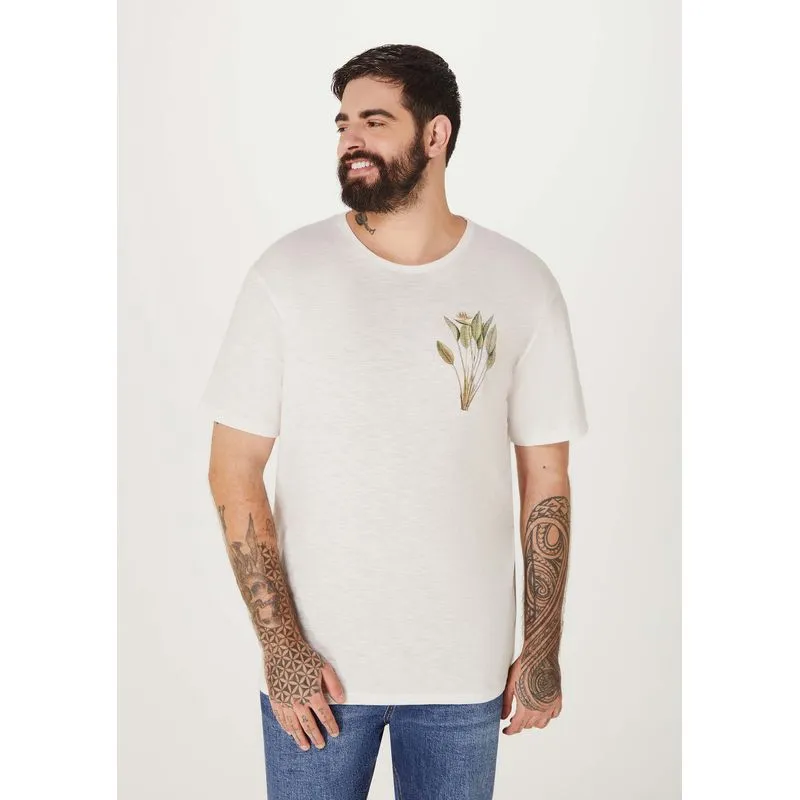 Camiseta Masculina Com Estampa Em Malha Flamê - Off white XXG