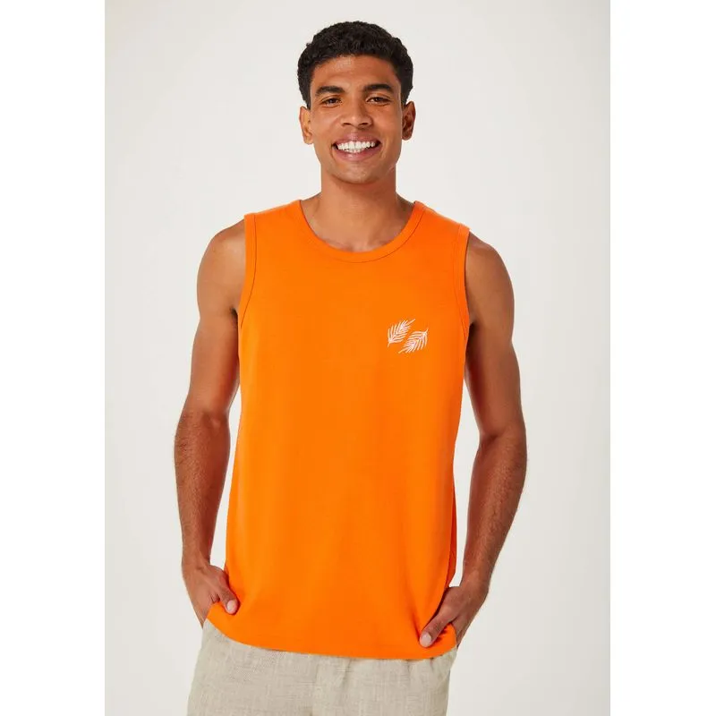 Regata Básica Masculina Com Estampa - Laranja P