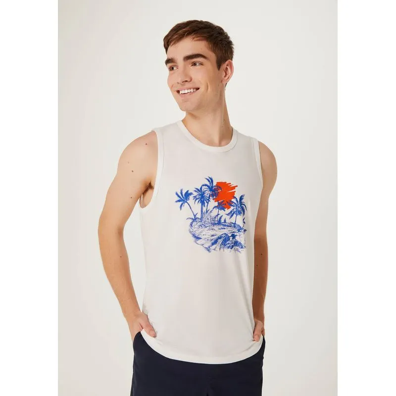 Regata Básica Masculina Com Estampa - Branco XXG