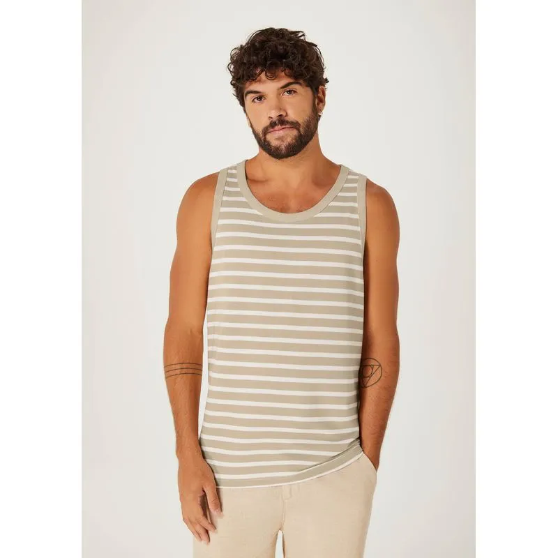 Regata Masculina Comfort Fio Tinto Listrada - Bege G