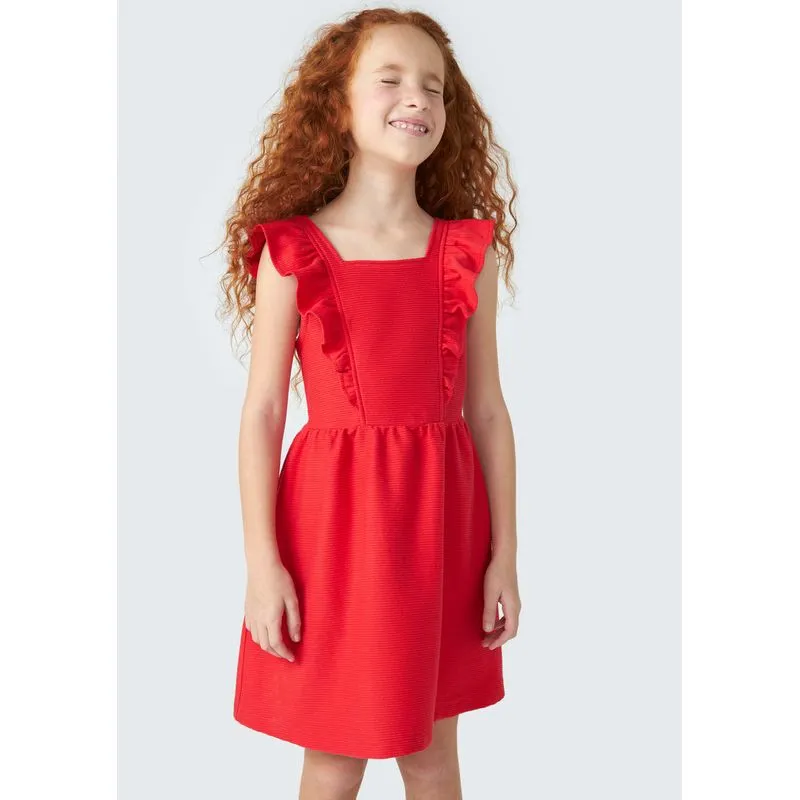 Vestido Infantil Com Babados - Vermelho 010