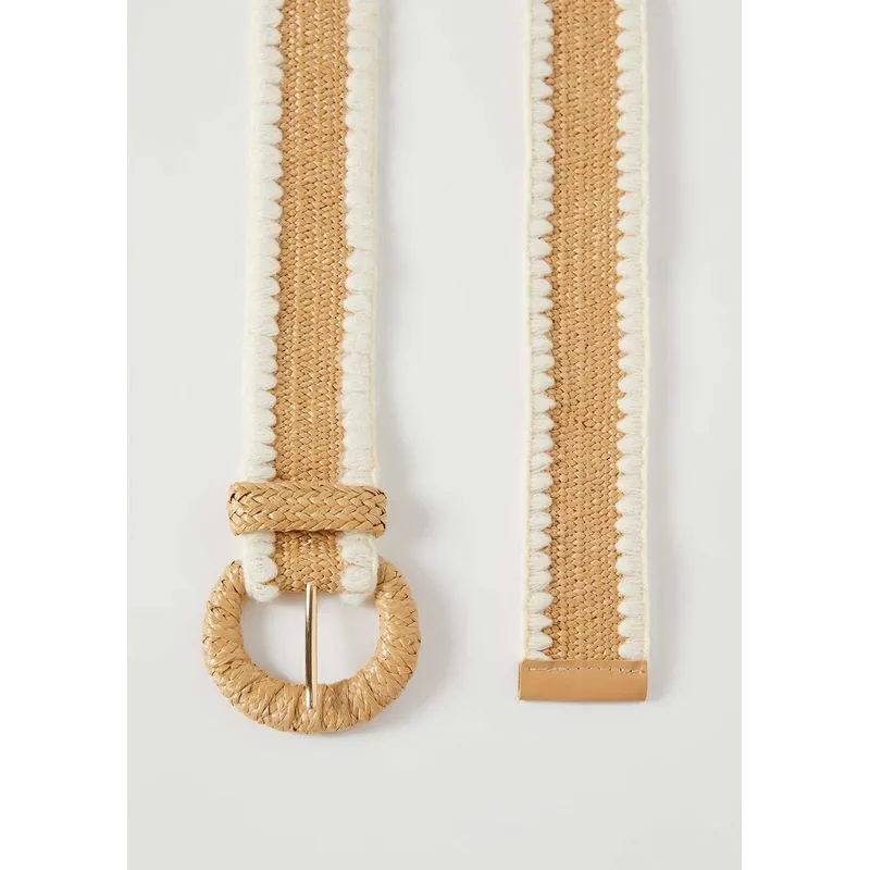 Cinto Feminino Trançado Com Fivela Redonda - Bege M