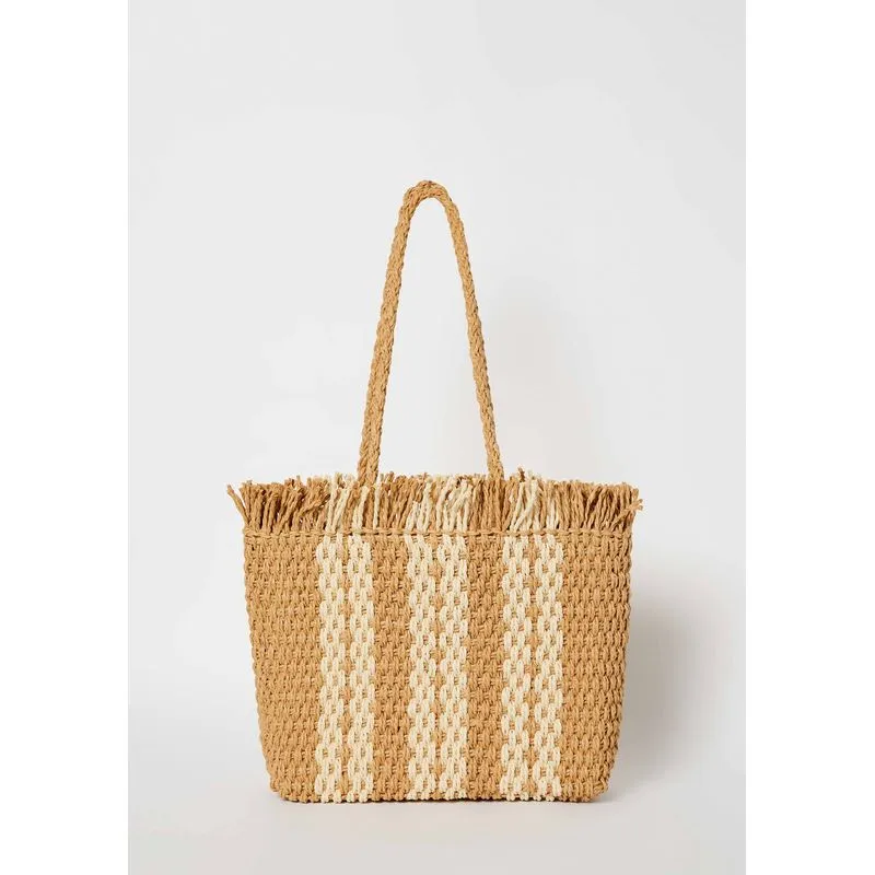 Bolsa Grande Feminina Trançada - Bege UNI
