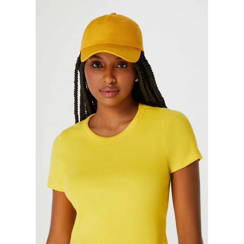 Boné Feminino Aba Curva Em Sarja - Amarelo UNI