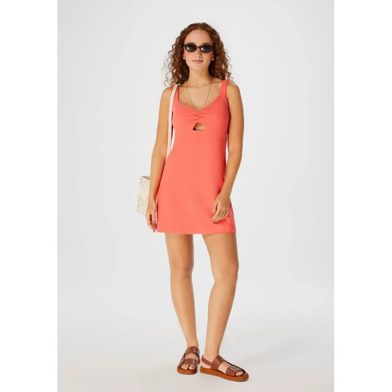 Vestido Curto Alças Médias Em Malha Rústica - Vermelho XP