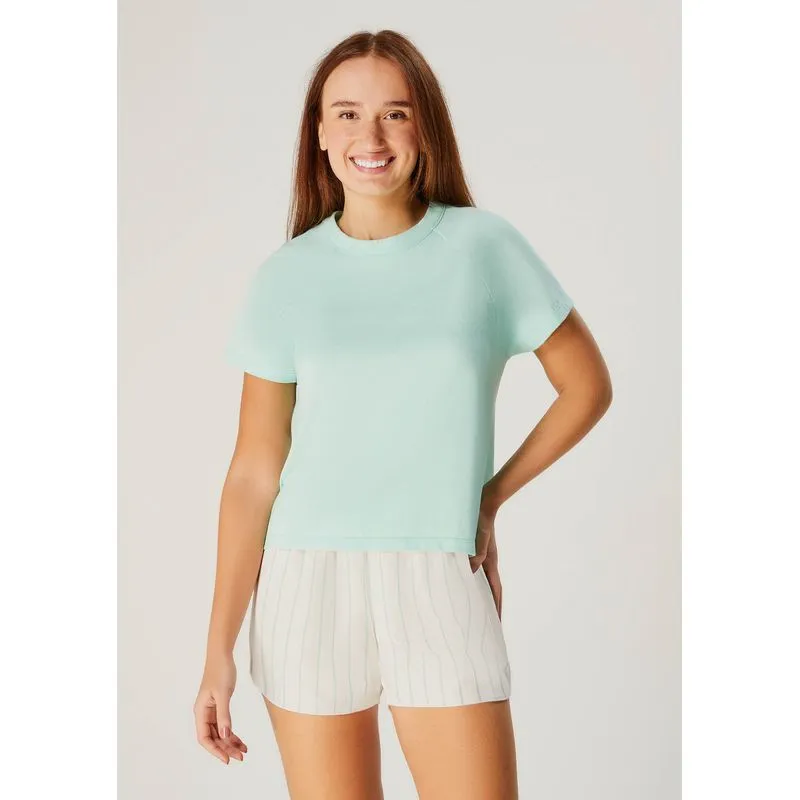 Pijama Curto Feminino Com Shorts Listrado - Azul P