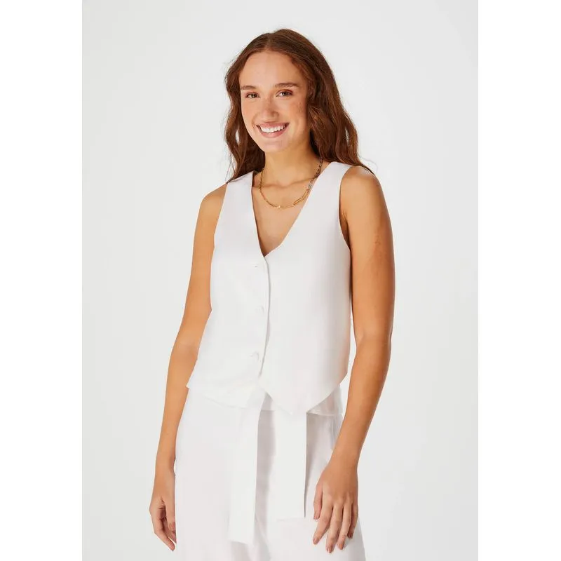 Colete Feminino Em Alfaiataria - Off white XG