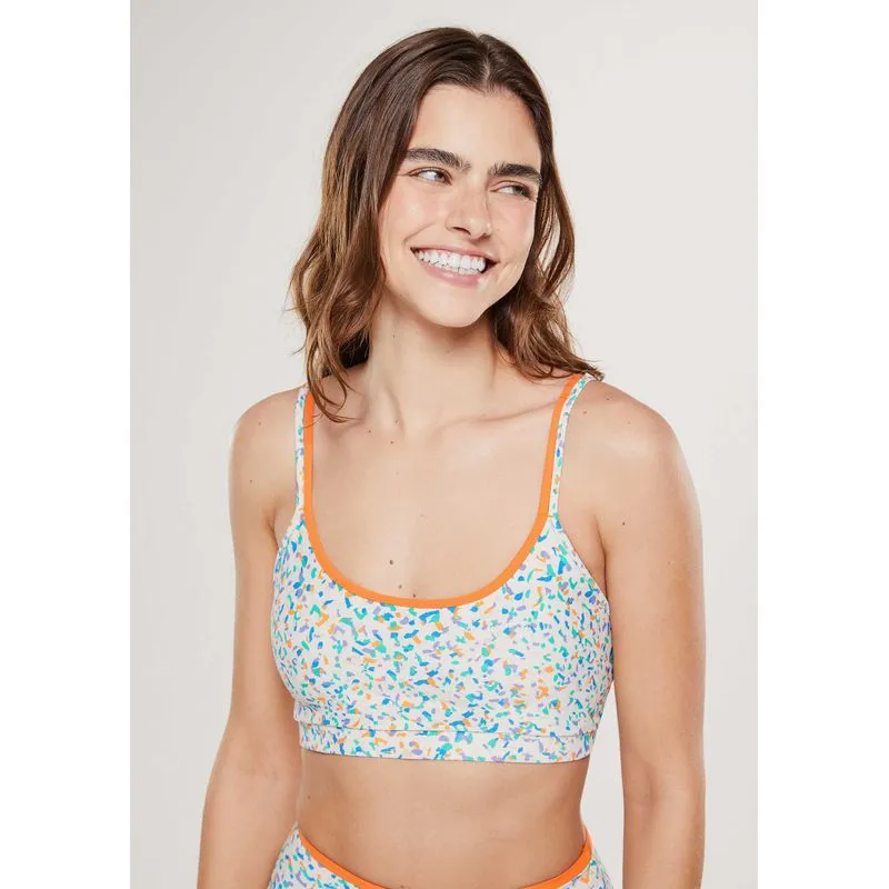 Top Esportivo Dupla Face Estampado Proteção UV 50+ - Laranja G