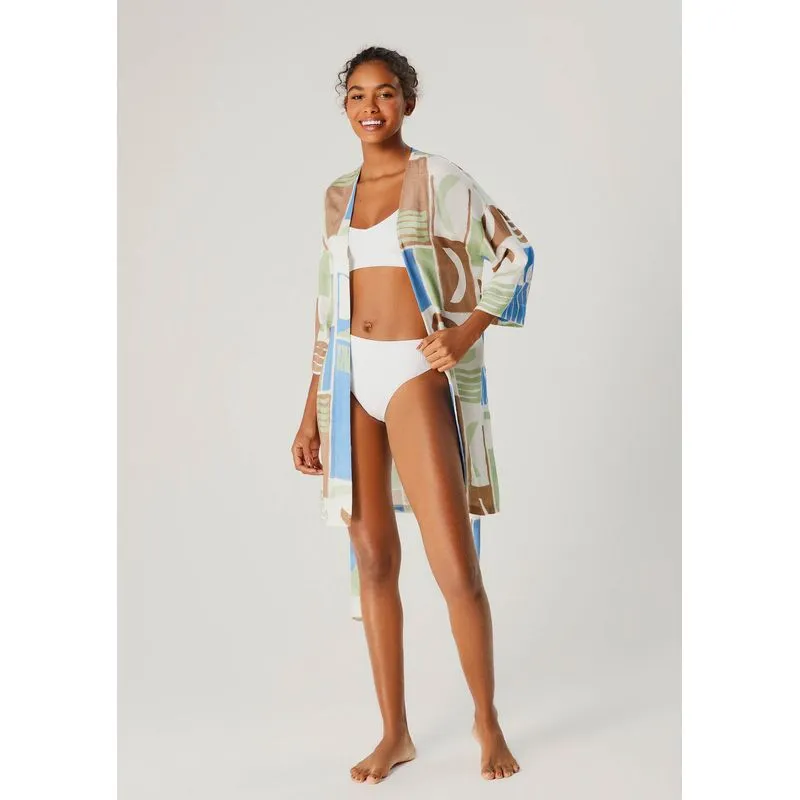 Kimono Feminino Estampado Em Viscose - Branco M