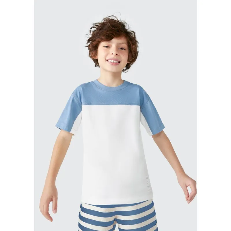 Camiseta Infantil Menino Raglan Com Estampa - Azul 012
