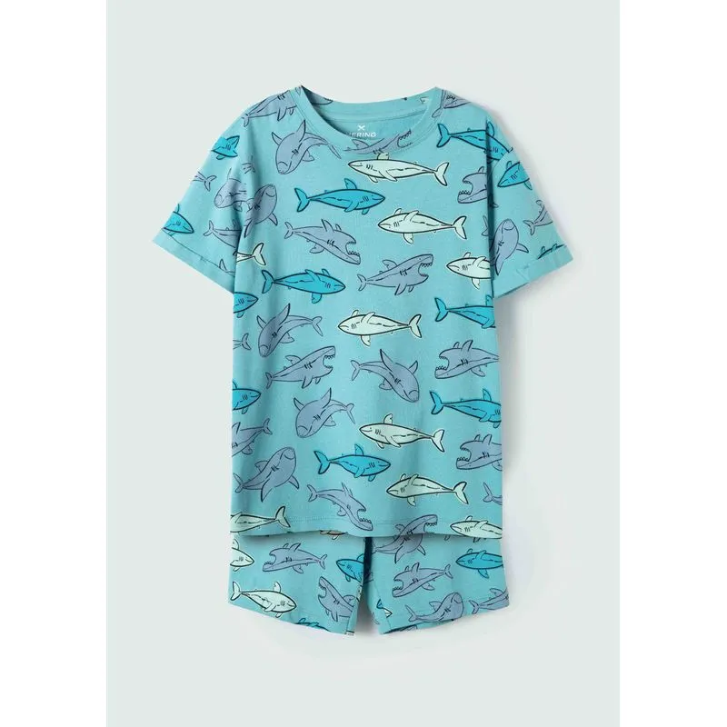 Pijama Curto Infantil Menino Estampado - Azul 008