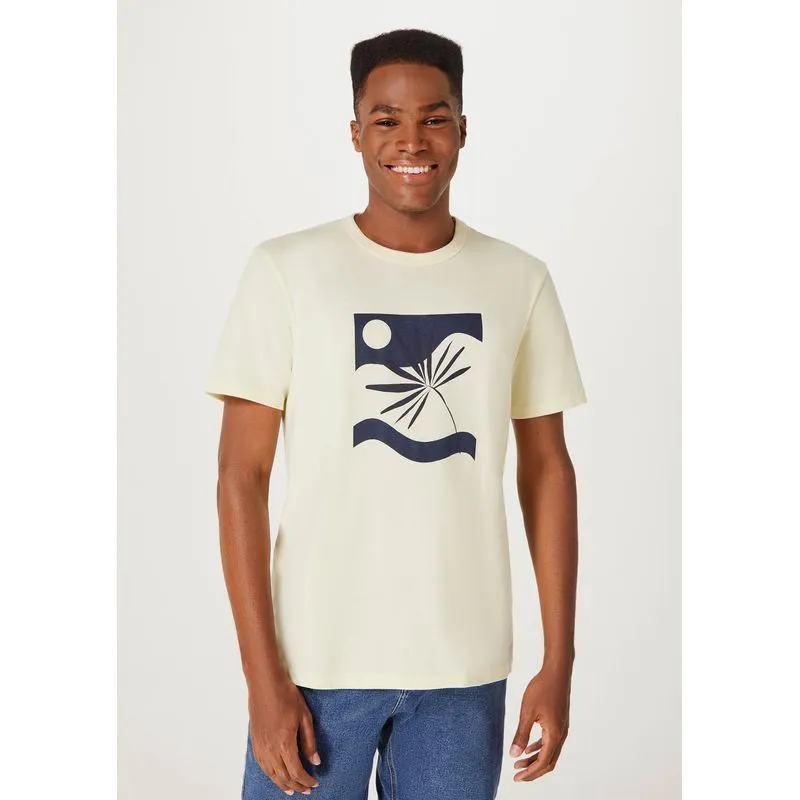 Camiseta Masculina Manga Curta Com Estampa - Amarelo XG