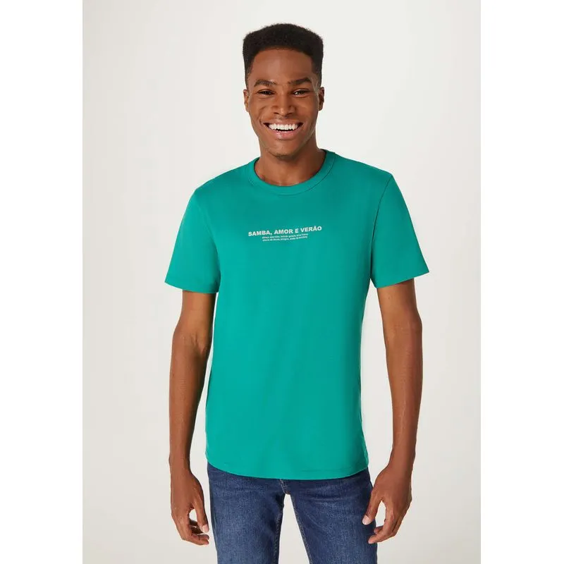 Camiseta Masculina Manga Curta Com Estampa - Verde XXG