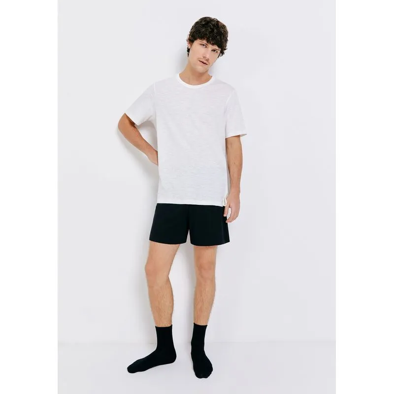 Pijama Curto Masculino Em Malha Flamê - Off white G