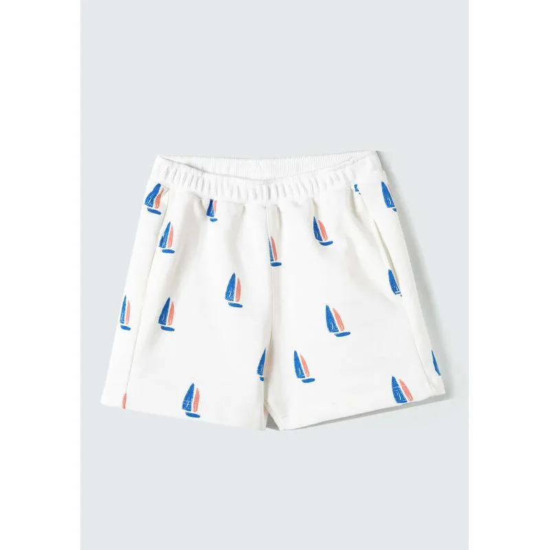 Shorts Infantil Menino Toddler Estampado Em Moletinho - Off white 003