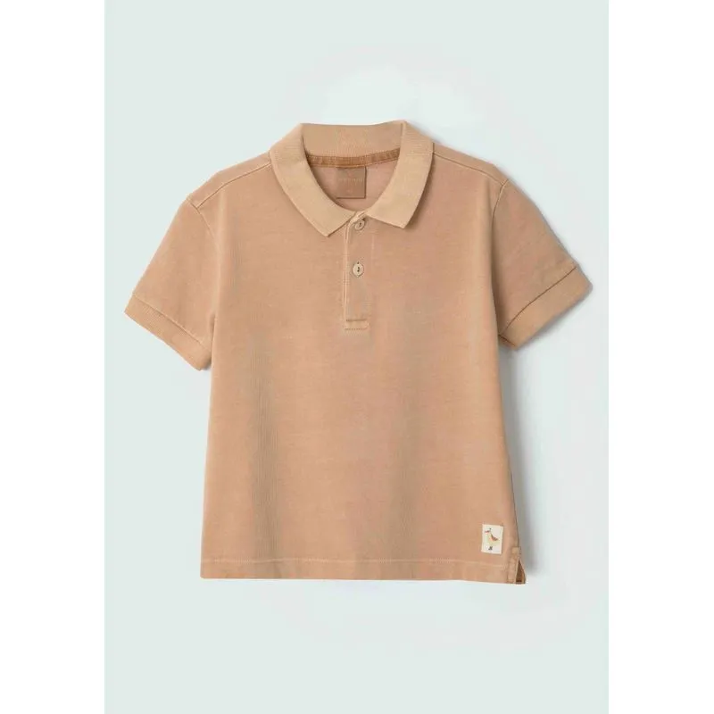 Camisa Polo Infantil Menino Toddler Manga Curta Texturizada - Marrom 001