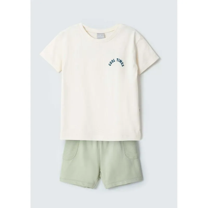 Conjunto Infantil Menino Curto Com Estampa Toddler - Off white 001
