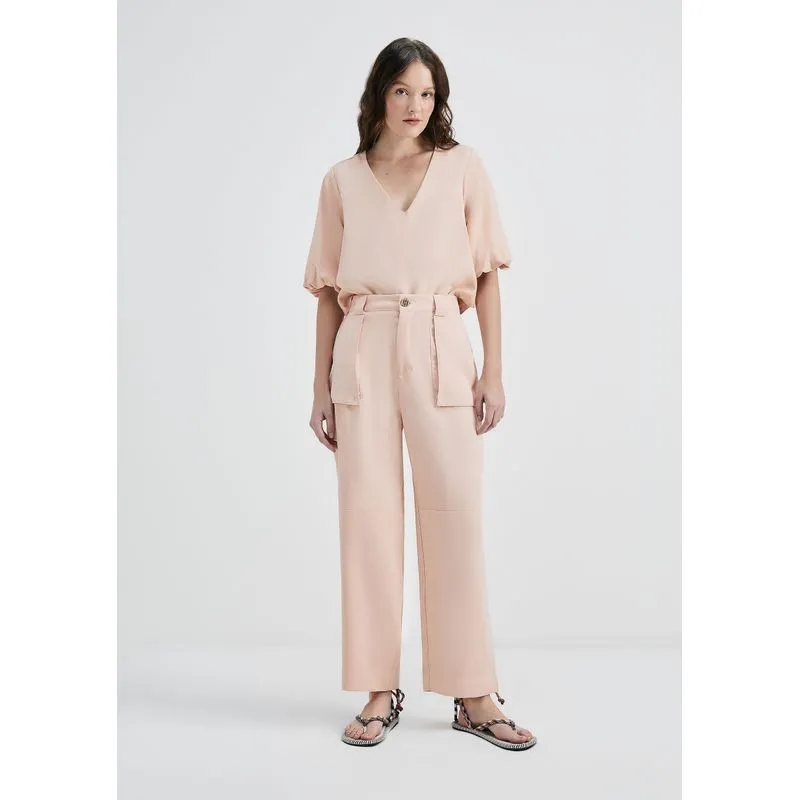 Calça Feminina Reta Em Peach Touch - Rosa 034