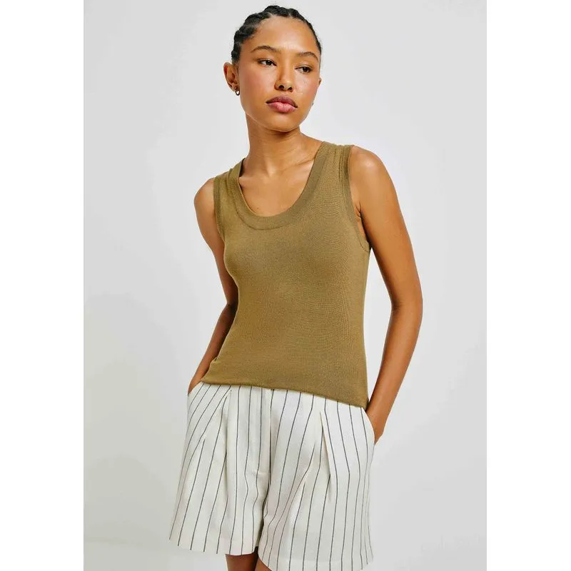 Regata Feminina Slim Decote U Em Tricô De Viscose - Verde XP