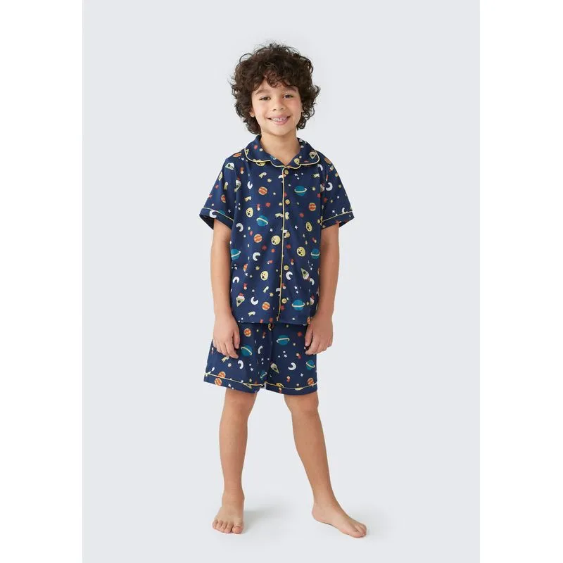 Pijama Curto Infantil Menino Americano Estampado - Azul 014