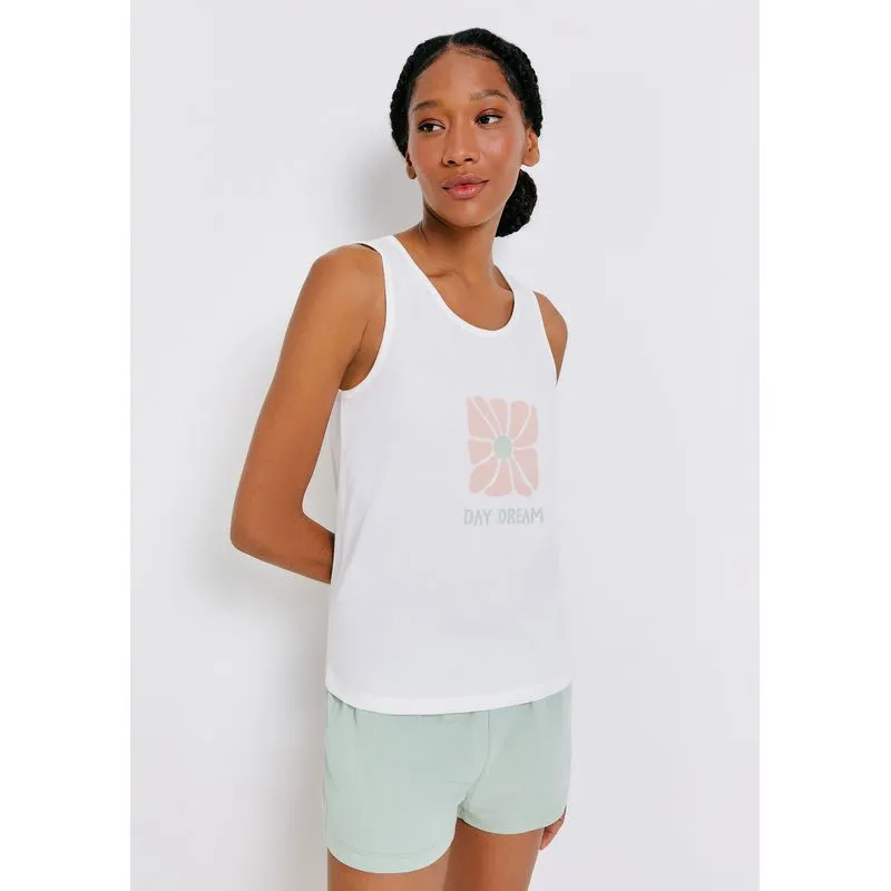 Pijama Curto Feminino Com Estampa - Verde XP