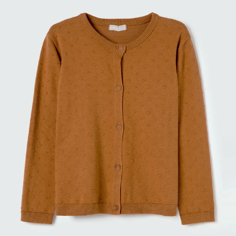 Cardigan Manga Longa Tricot Caramelo Hering Infantil - Feminino 03 / Menina
