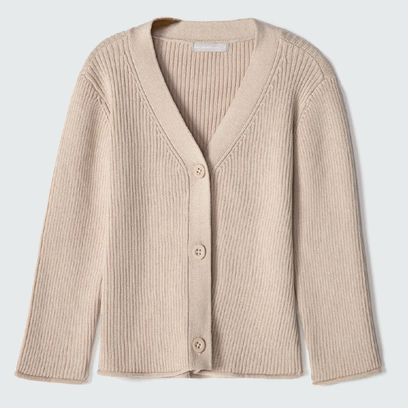 Cardigan Manga Longa Tricot Cáqui Hering Infantil - Feminino 03 / Menina