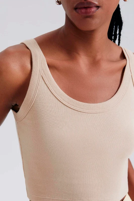 Blusa Cropped Regata Hering Feminina - Bege G