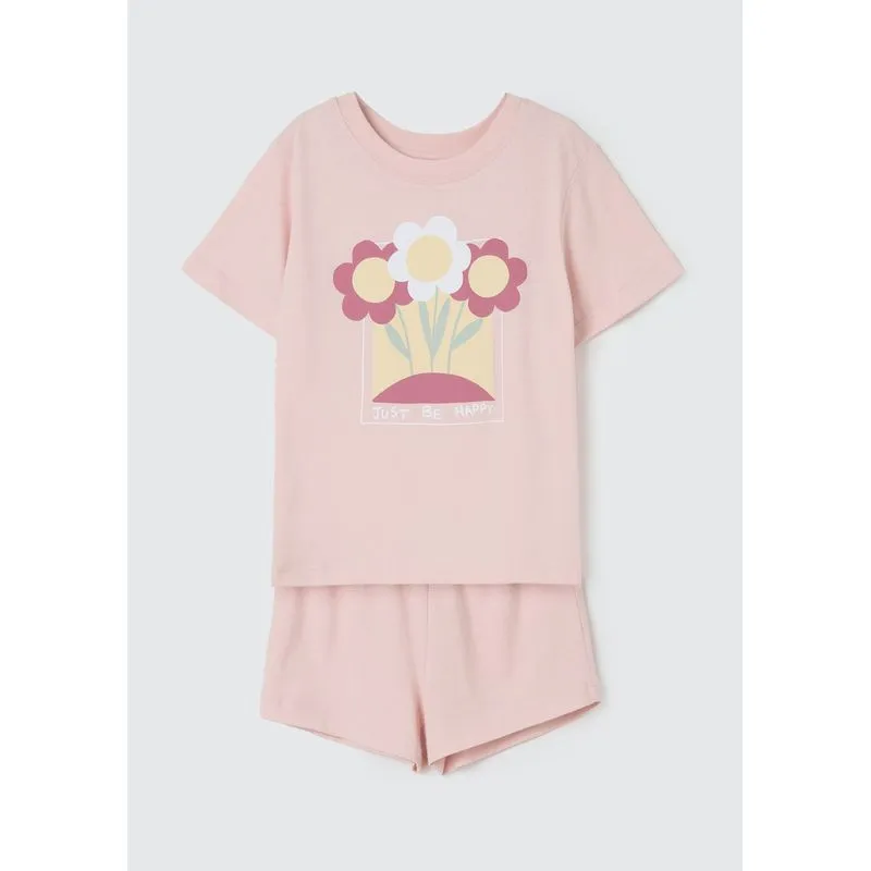 Pijama Infantil Menina Curto Com Estampa - Rosa 004