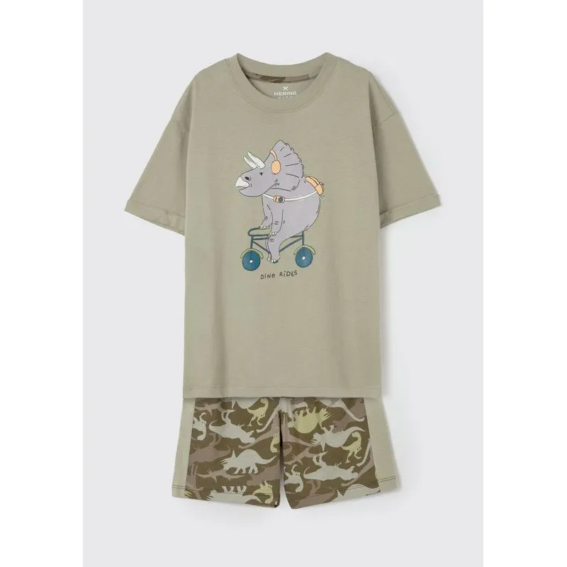 Pijama Infantil Menino Curto Estampado - Verde 008