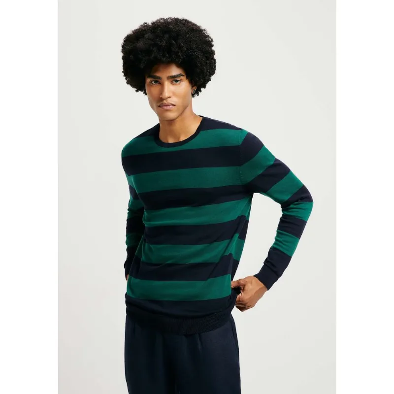 Suéter Básico Masculino Listrado - Verde XG