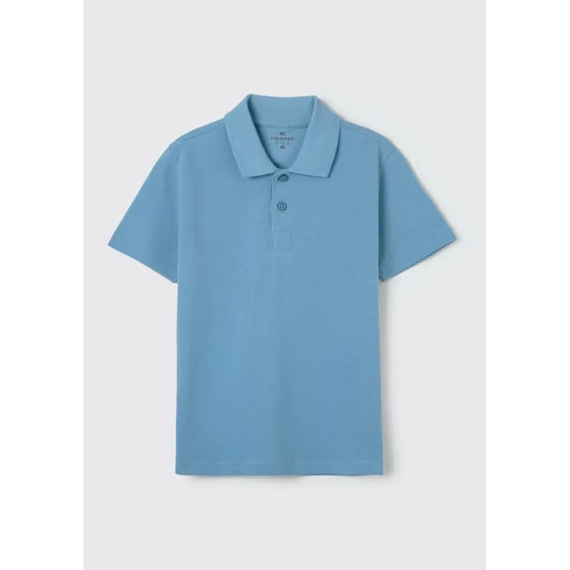 Camisa Básica Polo Infantil Menino Manga Curta Em Piquet - Azul 014