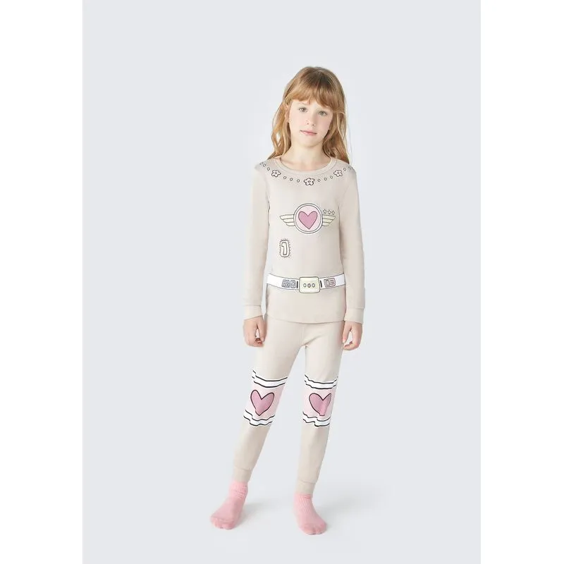 Pijama Longo Infantil Menina Em Ribana - Rosa 010