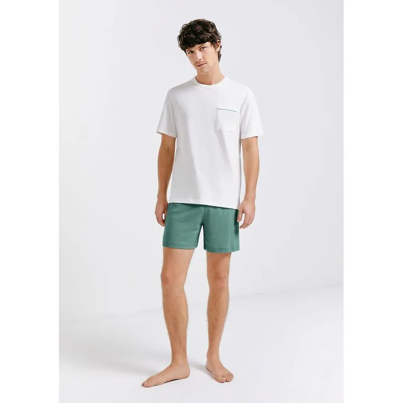 Pijama Curto Masculino Com Bolso - Off white XG