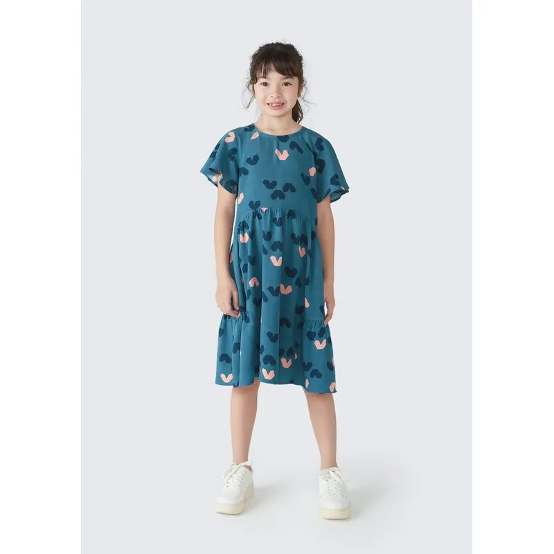 Vestido Curto Infantil Estampado - Azul 014
