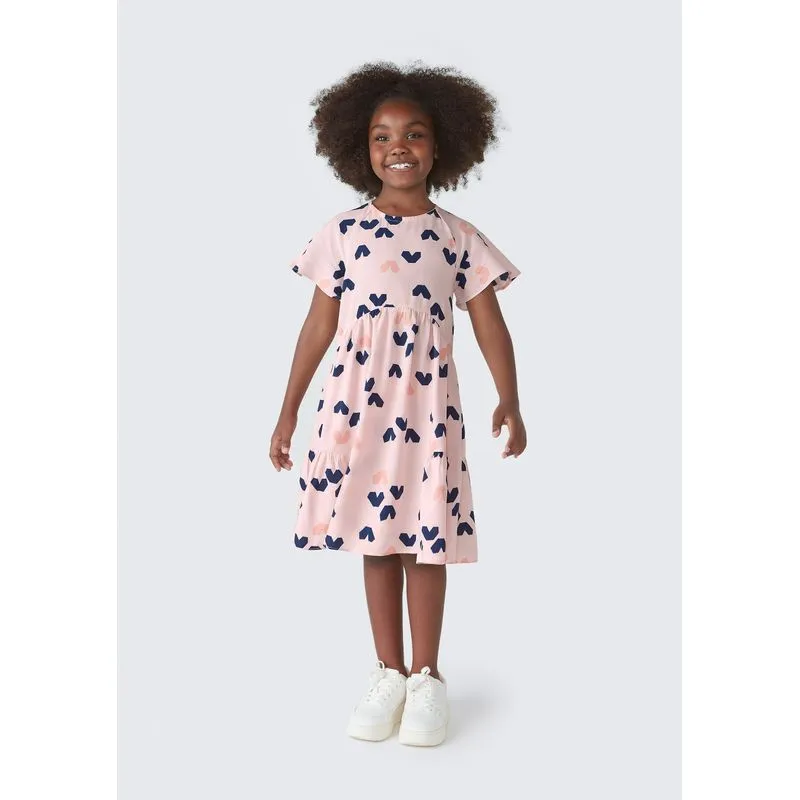 Vestido Curto Infantil Estampado - Rosa 006